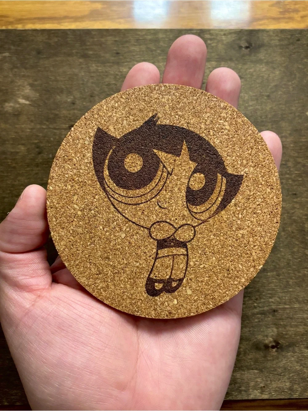 Powerpuff Girls 2016 Buttercup Laser Engraved Cork Coaster